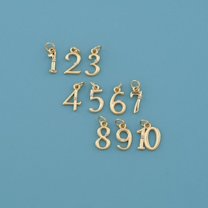 18K Gold Filled Number Pendant,Arabic Numeral Pendant,Lucky Number Jewelry,Number Necklace, Number Charm,DIY Jewelry Making Supply