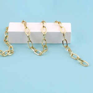 1メートル 18Kゴールドフィルドチェーンネックレス、ペーパークリップチェーン、ネックレスブレスレット用ペーパークリップチェーン、ジュエリー製作用バルクチェーン