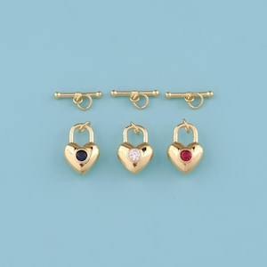 18K Gold Filled Heart Toggle Clasps,Love Heart Clasp, Heart Toggle Clasps Set For Jewelry Making Supplies, Bracelet Clasps, Necklace Clasps