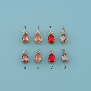 18K Gold Filled Teardrop Pendant,Crystal Charm,Teardrop Crystal Pendant,Crystal Birthstone Necklace Charm,,DIY Jewelry Making Supply