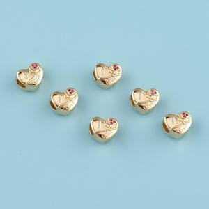 18K Gold Filled Heart Spacer Bead,CZ Micro Pave Heart Charm Bracelet Necklace,Bracelet Bead, Love Beads,large hole beads,DIY Jewelry