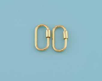 18K Gold Filled Oval Carabiner Clips,Screw Lock Clasp, Carabiner Lock Connector, Turnbuckle for Jewelry Making, Necklace Claspt