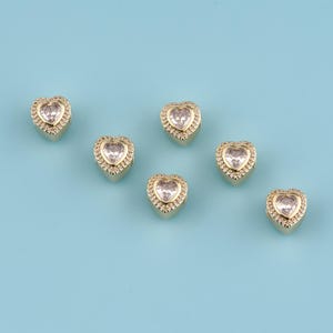 18K Gold Filled Heart Spacer Bead,CZ Micro Pave Heart Charm Bracelet Necklace,Bracelet Bead, Love Beads,large hole beads,DIY Jewelry