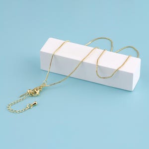 18K Gold Filled Thin Chain Necklace,Box Chain,Box Layering Necklace,Dainty Chain,Sliding Adjustable Bracelet Making Chain,Gift for Her