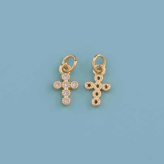 18K Gold Filled Cross Pendant,cz Micro Pave Religious Jewelry