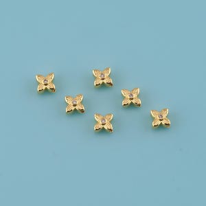 18K Gold Filled Flower Shaped Separated Beads,spacer bead charm,large hole beads,DIY Bracelet Necklace Jewelry Perforated Bead