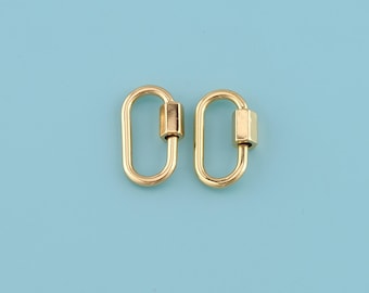 18K Gold Filled Oval Carabiner Clips,Screw Lock Clasp, Carabiner Lock Connector, Turnbuckle for Jewelry Making, Necklace Claspt