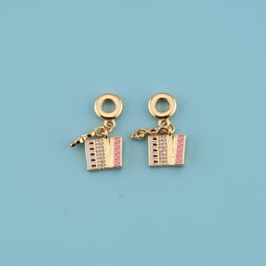 18K Gold Filled Enamel music charm,Accordion Pendant,Music Note Charm, Gift for musician, Friend,DIY Jewelry Making Accessories