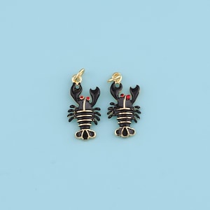 Colgante de langosta chapado en oro de 18 quilates, collar con dije de joyería oceánica esmaltada, suministros para hacer joyas DIY