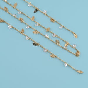 1 meter 18K Gold Filled leaf chain,Leaf Link Necklace Chain for Necklace Bracelet,Bulk Chain for Jewelry Making