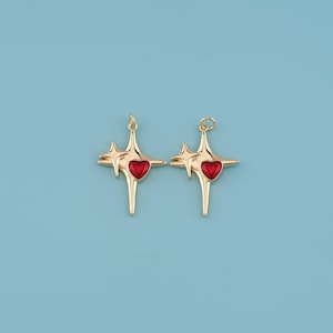 18K Gold Filled Heart Pendant,Enamel Dainty North Star Necklace Celestial Pendant Charm Necklace,DIY Jewelry Making Supply