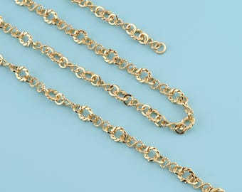 1 meter 18K Gold Filled round chain,Twisted round chain,infinite chain for Necklace Bracelet,Bulk Chain for Jewelry Making