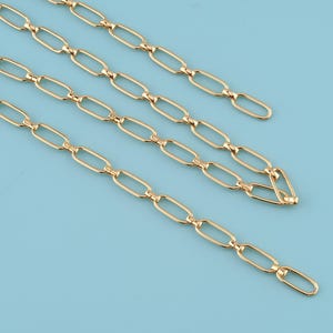 1メートル 18Kゴールドフィルドチェーンネックレス、ペーパークリップチェーン、ネックレスブレスレット用ペーパークリップチェーン、ジュエリー製作用バルクチェーン