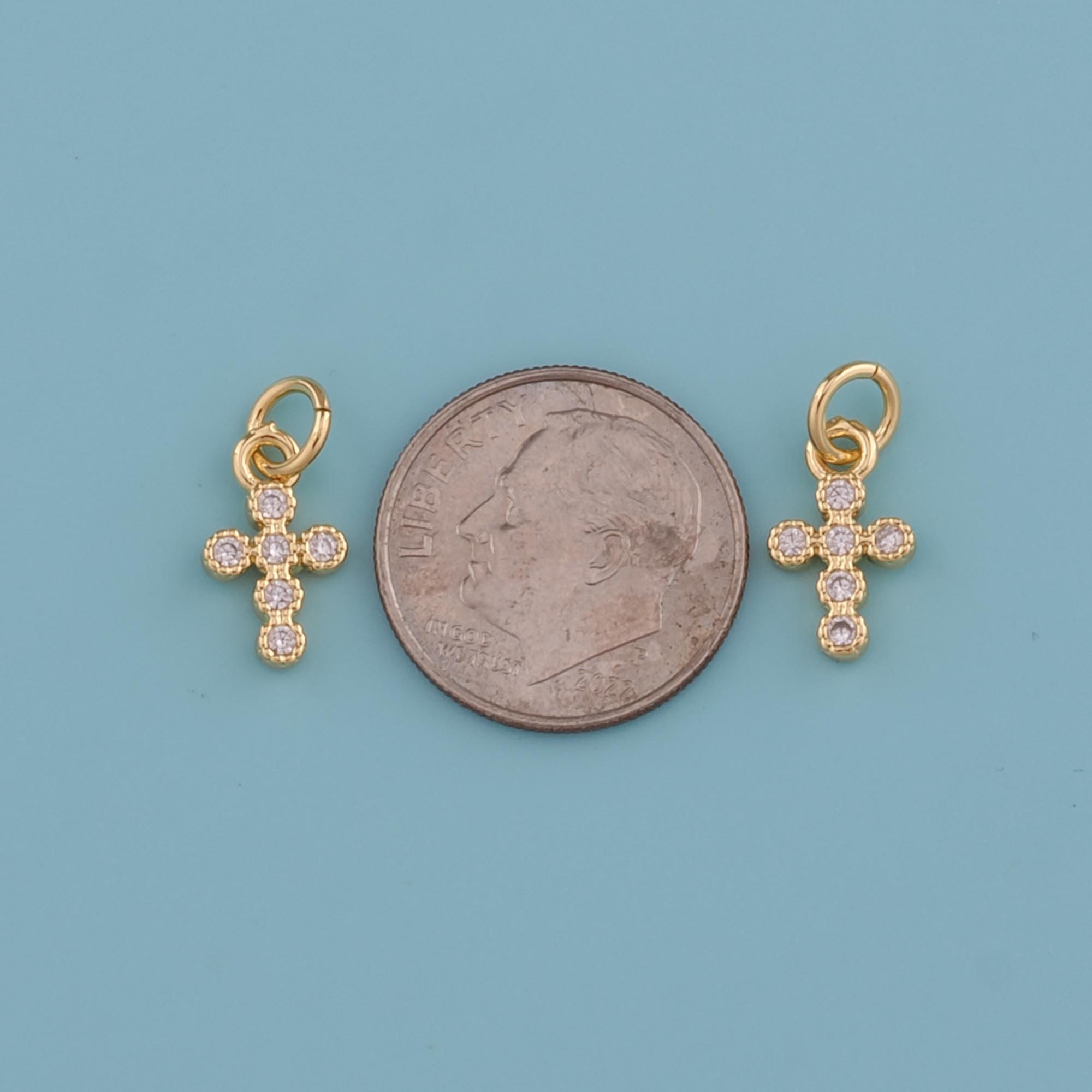 18K Gold Filled Cross Pendant,cz Micro Pave Religious Jewelry