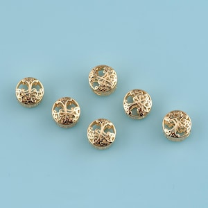 18K Gold Filled tree of life beads,CZ Micro Pave Flower of Life Spacer Beads,large hole beads, Intricate Openwork Charm,DIY Jewelry