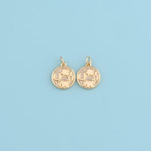 18K Gold Filled Lucky Pendant, CZ Micro Pave Good Luck Charm Necklace,DIY Jewelry Making Supply