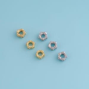 18K Gold Filled Round Flat Spacer Beads,Big Hole Flower round beads,CZ  Flat Beads Charm Bracelet Necklace for DIY Jewelry Making Supply