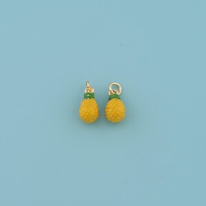 18K Gold Filled Pineapple  Pendant,Enamel fruit Charm Necklace,DIY Jewelry Making Supply