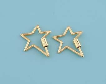 18K Gold Filled Star carabiner Clasp,star screw clasp,Bracelet necklace screw clasp, DIY Jewelry Making Accessories