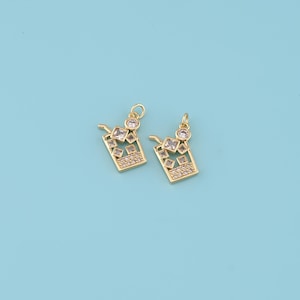 18K Gold Filled drink  Pendant,CZ Micro Pave  drink Charm Pendant Bracelet Necklace,DIY Jewelry Making Supply