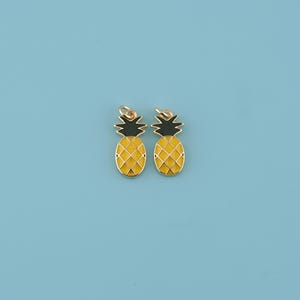 18K Gold Filled Pineapple  Pendant,Enamel fruit Charm Necklace,DIY Jewelry Making Supply