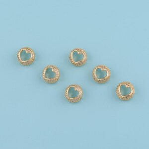 18K Gold Filled Heart Spacer Bead,CZ Micro Pave Heart Charm Bracelet Necklace,Bracelet Bead, Love Beads,large hole beads,DIY Jewelry