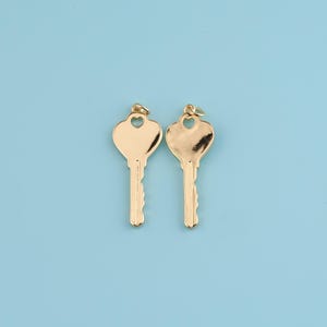 18K Gold Filled key Pendant, key Charm Necklace,DIY Jewelry Making Supply
