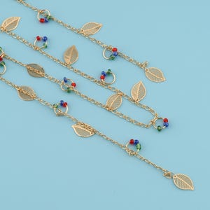 1 meter 18K Gold Filled leaf chain,Leaf Link Necklace Chain for Necklace Bracelet,Bulk Chain for Jewelry Making