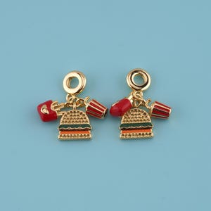 18K Gold Filled food charms,CZ Micro Pave burger charm,Enamel French Fries Pendant,drink pendant,DIY Jewelry Making Supply