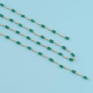 1 meter 18K Gold Filled Rectangle Bead Chain,Gold Crystal Beaded Chain for Necklace Bracelet,Tube Beaded Chain,Bulk Chain for Jewelry Making