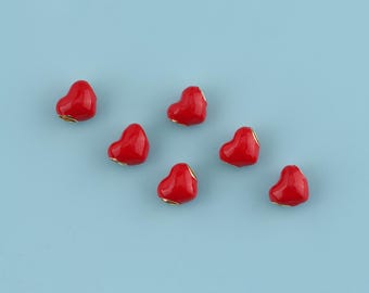 Cuentas espaciadoras de corazón rellenas de oro de 18 quilates, collar con dije de corazón esmaltado, cuentas de pulsera, cuentas de amor, cuentas con agujeros grandes, joyería DIY