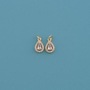 18K Gold Filled Teardrop Pendant,Crystal Charm,Teardrop Crystal Pendant,Crystal Birthstone Necklace Charm,DIY Jewelry Making Supply