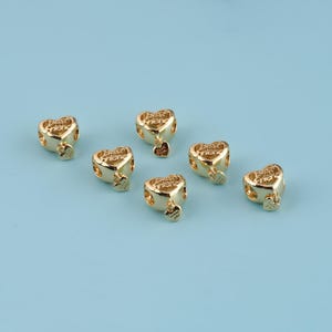 18K Gold Filled Heart Spacer Bead,CZ Micro Pave Heart Charm Bracelet Necklace,Bracelet Bead, Love Beads,large hole beads,DIY Jewelry