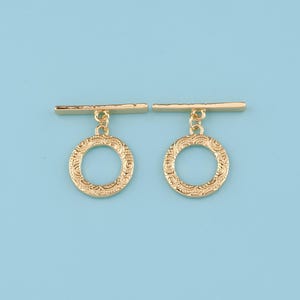 18K Gold Filled OT clasp,texture Circle Toggle Clasp,Round Toggle Clasps Set For Jewelry Making Supplies,Bracelet Clasps,Necklace Clasps