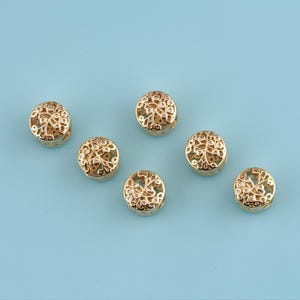 18K Gold Filled tree of life beads,CZ Micro Pave Flower of Life Spacer Beads,large hole beads, Intricate Openwork Charm,DIY Jewelry