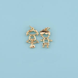 18K Gold Filled Boy and Girl Pendant,Simple Boy and Girl Pendant,Kids Charm,Boy Girl Charm Bracelet Necklace for DIY Jewelry Making Supply
