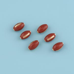 18K Gold Filled rugby spacer beads,Enamel American Football Beads Rugby Ball,spacer bead charm,DIY Bracelet Necklace Jewelry Perforated Bead