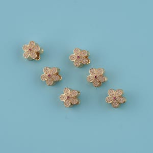 18K Gold Filled Flower Shaped Separated Beads,spacer bead charm,large hole beads,DIY Bracelet Necklace Jewelry Perforated Bead