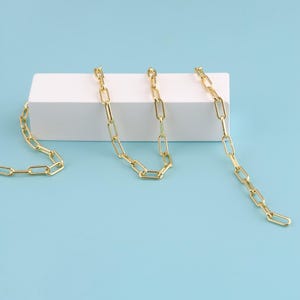 1メートル 18Kゴールドフィルドチェーンネックレス、ペーパークリップチェーン、ネックレスブレスレット用ペーパークリップチェーン、ジュエリー製作用バルクチェーン