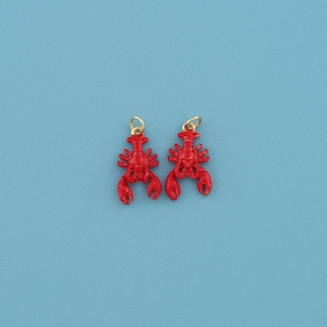 Colgante de langosta chapado en oro de 18 quilates, collar con dije de joyería oceánica esmaltada, joyería minimalista y delicada, suministros para hacer joyas DIY.