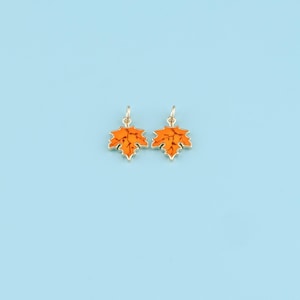 18K Gold Filled Maple Leaf pendant,Enamel leaf charm,Fall Leaf Pendant Necklace,Autumn Gift,DIY Jewelry Making Supply
