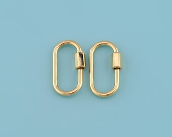 18K Gold Filled Oval Carabiner Clips,Screw Lock Clasp, Carabiner Lock Connector, Turnbuckle for Jewelry Making, Necklace Claspt