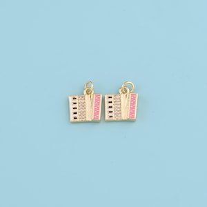 18K Gold Filled Accordion Pendant,CZ Micro Pave retro music instrument & music note Charm Dripping Necklace,DIY Jewelry Making Supply