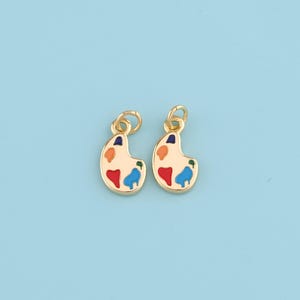 Pingente de paleta de cores com preenchimento de ouro 18K, colar com pingente de pintura esmaltada, suprimentos para fabricação de joias faça você mesmo