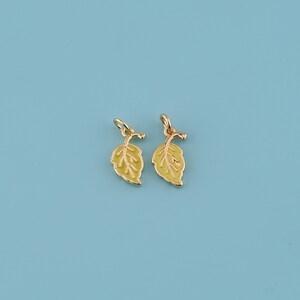 18K Gold Filled leaf Pendant, Enamel  Christmas Gifts Botanical Charm Necklace ,DIY Jewelry Making Supply