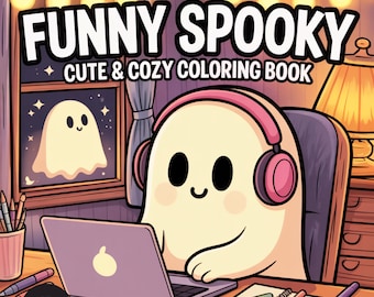 Libro da colorare spettrale / 65 divertenti pagine di Halloween (download digitale)