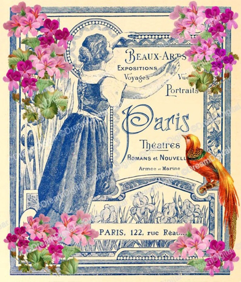 Printable Image With Vintage Paris Design, French Ephemera Digital