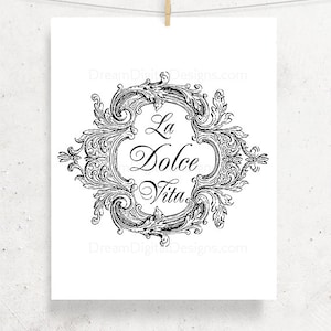 La Dolce Vita Printable Wall Art, Italian Wall Decor, Digital Typographic Print, Instant Download