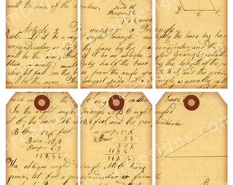 Tekst skryptu do druku, Tagi do dziennika śmieci, Arkusz kolażu cyfrowego, Ręcznie pisane, Stary papier, Etykiety do zawieszania, Cyfrowe pamiątki, Pobieranie tagów