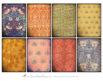 Druckbare Vintage Tapete, digitale Collage, bedruckbare Geschenk Tags, ATC, Digital-Hintergrund, sofort-Download